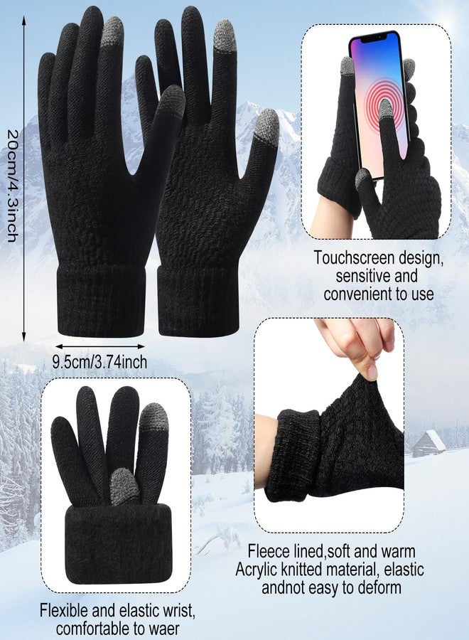 Cuffbow 6 Pieces Winter Hat Scarf Gloves Knit Women Warm Sets Beanie Hat Touchscreen Gloves Ear Muffs Warmer Neck Scarves Socks Sets Gifts for Women Men - Image 5